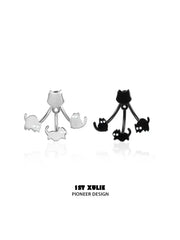 고스트 18K 플래티넘 도금 할로윈 블랙캣 귀걸이™