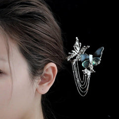 1ST XULIE "Butterfly Wasteland" Abalone Shell Butterfly Hairpin in Platinum Plated - Angle View