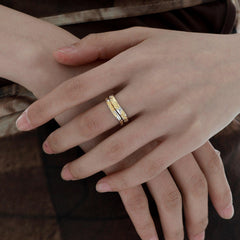 1ST XULIE "Loong" Abstract Dragon Adjustable Split Ring in 925 Sterling Silver - Lifestyle Shot