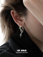 1ST XULIE "Loong" Abstract Dragon Dangle Earrings in 24K Gold Plated - Product View