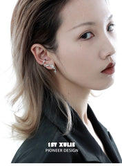 1ST XULIE "Loong" Abstract Dragon Ear Clips in Platinum Plated - Angled Product View