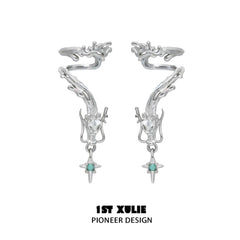 1ST XULIE "Loong" Abstract Dragon Ear Clips in Platinum Plated - Product View