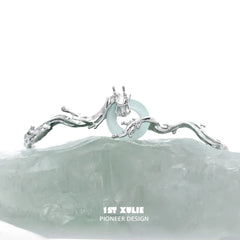1ST XULIE "Loong" Abstract Dragon Jade Cuff Bracelet in 24K Gold & Platinum Plated - Product View