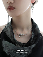 1ST XULIE "Loong" Abstract Dragon Jade Necklace in 925 Sterling Silver - Close-up Detail of Jade and Metal