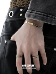 1ST XULIE "Immortal Lover" Adjustable Chain Nameplate Bracelet in 925 Sterling Silver & Titanium Steel - Clasp Detail