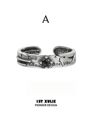 1ST XULIE Jewelry "Immortal Lover" Adjustable Couple Imperfect Love Rings in 925 Sterling Silver - Packaging View