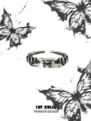 1ST XULIE "Whiterfly" Adjustable Gothic Butterfly Statement Ring in 925 Sterling Silver - Product View