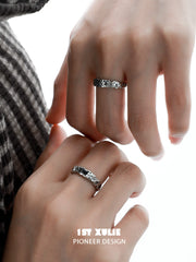 1ST XULIE "Graffiti Kitten" Adjustable Graffiti Cat Ring in 925 Sterling Silver - Detail Shot