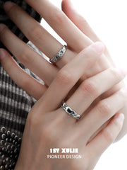 1ST XULIE "Graffiti Kitten" Adjustable Graffiti Cat Ring in 925 Sterling Silver - On Model