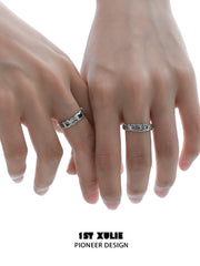 1ST XULIE "Graffiti Kitten" Adjustable Graffiti Cat Ring in 925 Sterling Silver - On Model Close-up