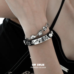 1ST XULIE "Graffiti Puppy" Platinum Plated Adjustable Enamel Charm Bracelet - Side View