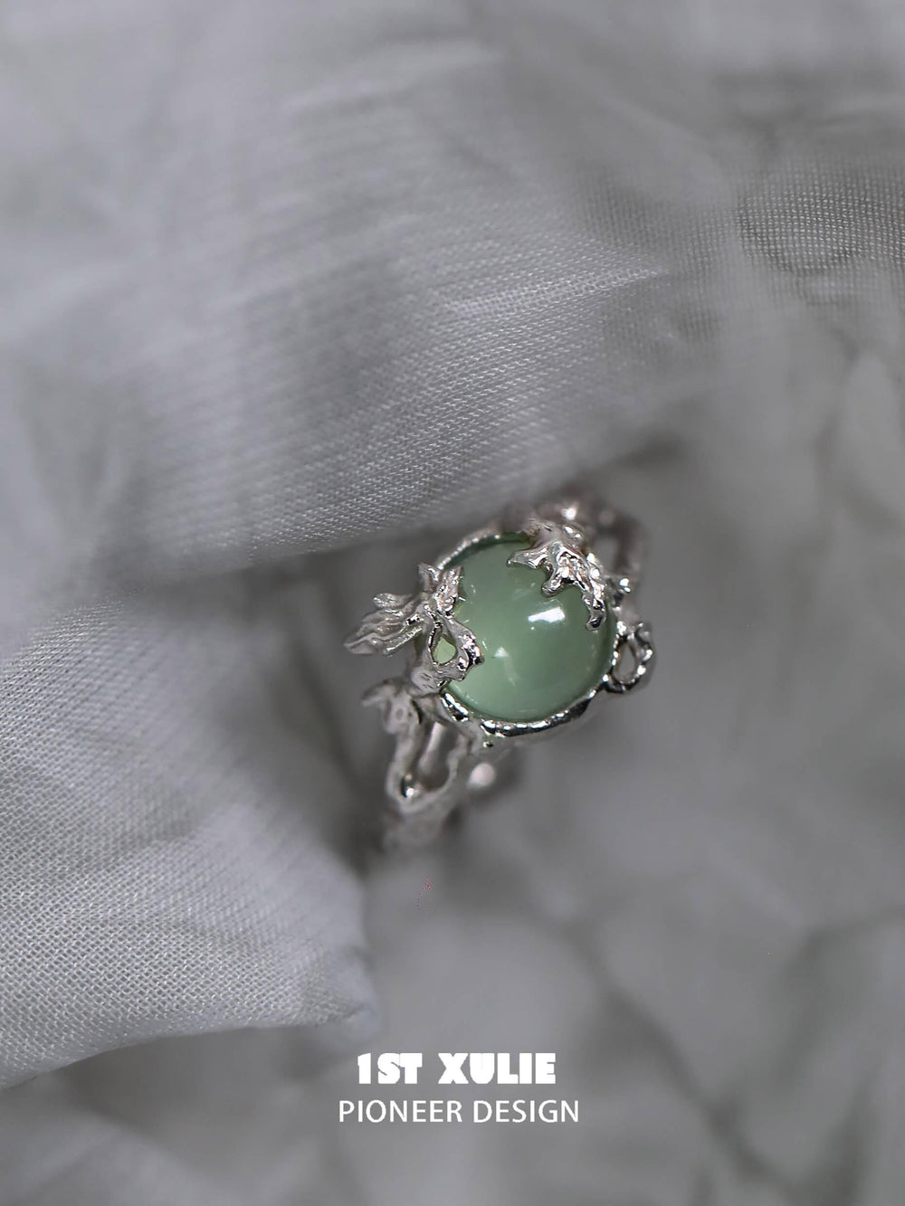 1ST XULIE "Renewal & Growth" Adjustable Minimalist Onyx Ring in 925 Sterling Silver - Product View