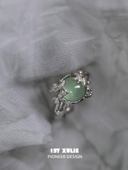 1ST XULIE "Renewal & Growth" Adjustable Minimalist Onyx Ring in 925 Sterling Silver - Product View