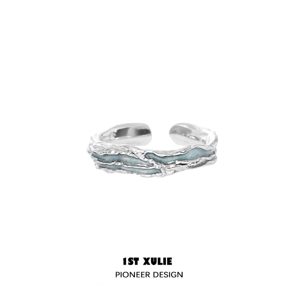 1ST XULIE "THE SEA" Adjustable Ocean Wave Couple's Rings in 925 Sterling Silver - Side View