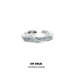 1ST XULIE "THE SEA" Adjustable Ocean Wave Couple's Rings in 925 Sterling Silver - Side View