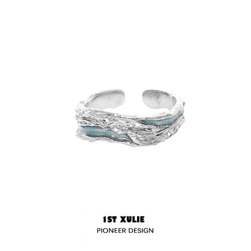 1ST XULIE "THE SEA" Adjustable Ocean Wave Couple's Rings in 925 Sterling Silver - Back View Detail