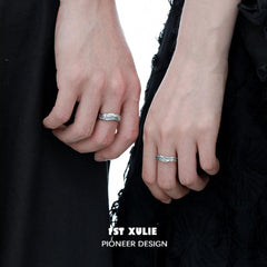 1ST XULIE "THE SEA" Adjustable Ocean Wave Couple's Rings in 925 Sterling Silver - Lifestyle Shot