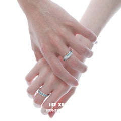 1ST XULIE "THE SEA" Adjustable Ocean Wave Couple's Rings in 925 Sterling Silver - On Model