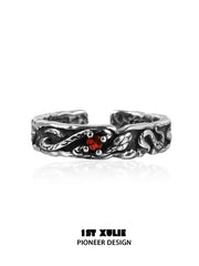 1ST XULIE "Snake Bite" Adjustable Open Snake Bite Zircon Ring in 925 Sterling Silver - Lifestyle Shot