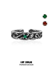 1ST XULIE "Snake Bite" Adjustable Open Snake Bite Zircon Ring in 925 Sterling Silver - Product View