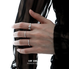 1ST XULIE "Silver Angel" Adjustable Polygonal Zirconia Ring in 925 Sterling Silver - Side View