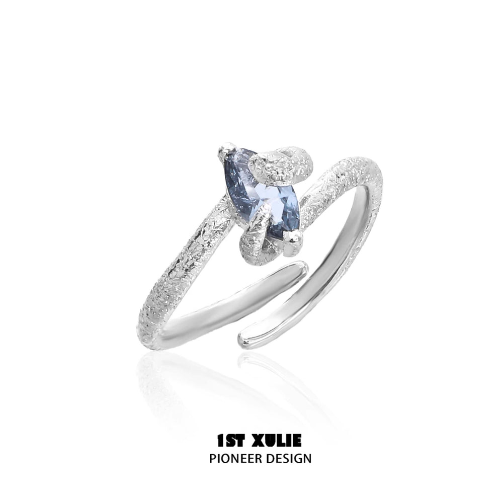 1ST XULIE "Frozen Serpent" Adjustable Statement Serpent Zircon Ring in 925 Sterling Silver - Lifestyle Shot