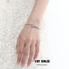 1ST XULIE "Slytherin House" Adjustable Serpentine Cuff Bracelet in Platinum Plated - Lifestyle Shot