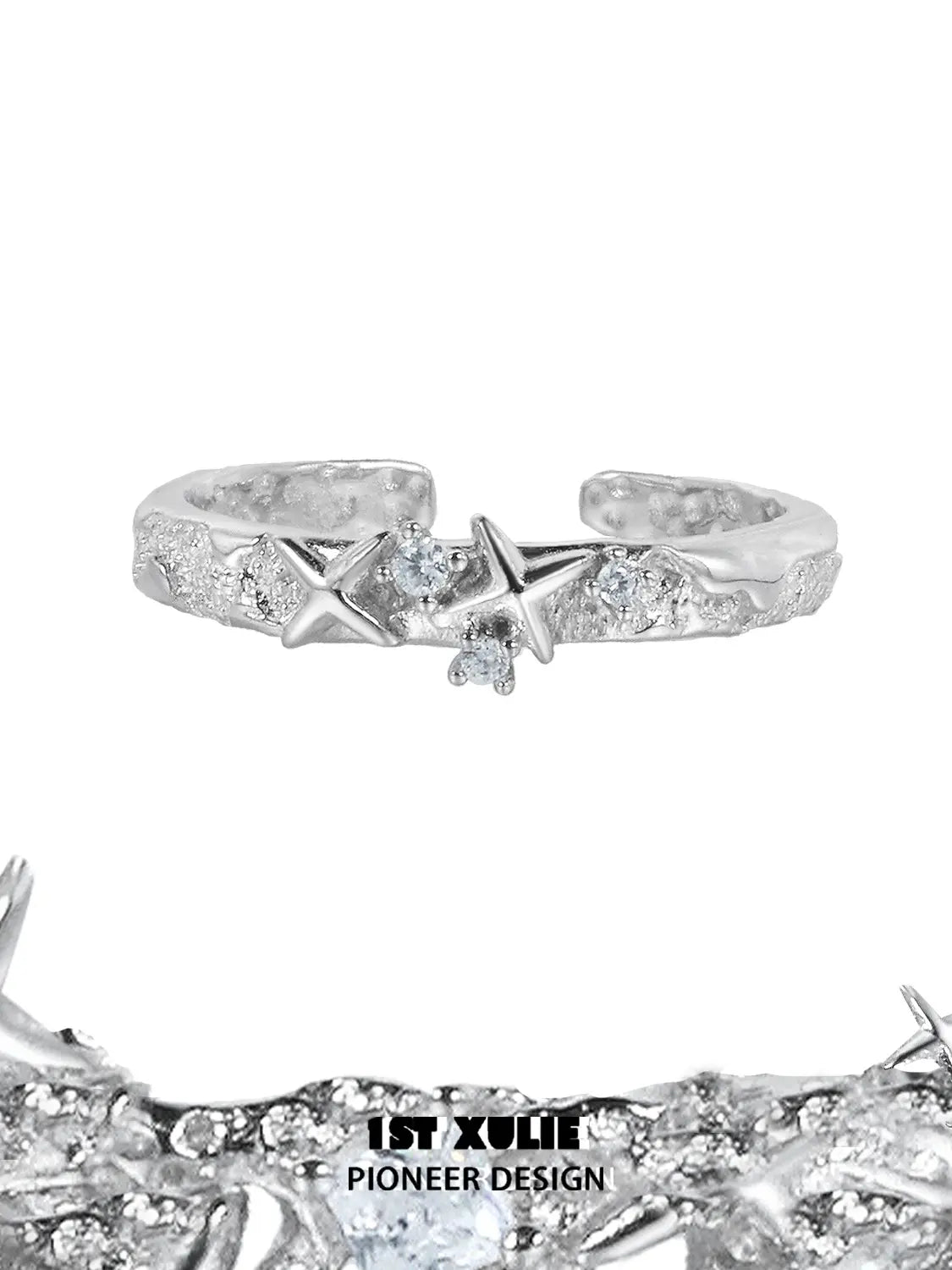 1ST XULIE "Silver Angel" Adjustable Stardust Toe Ring in 925 Sterling Silver - Detail Shot