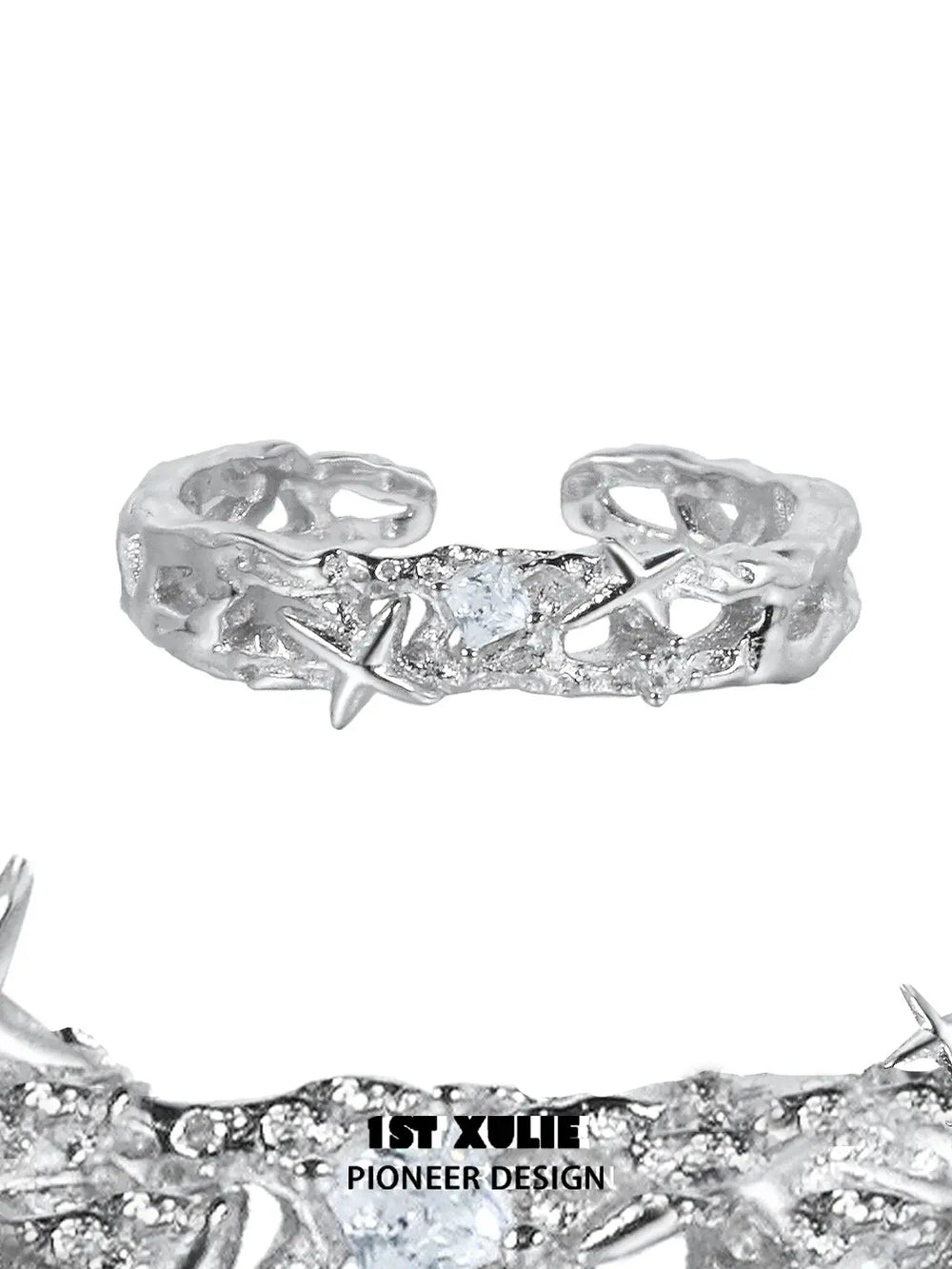 1ST XULIE "Silver Angel" Adjustable Stardust Toe Ring in 925 Sterling Silver - Lifestyle Shot