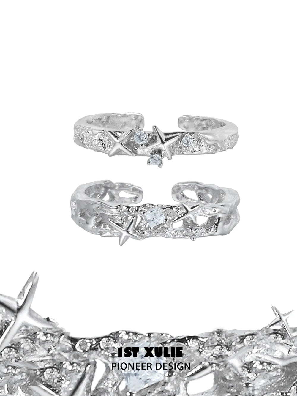 1ST XULIE "Silver Angel" Adjustable Stardust Toe Ring in 925 Sterling Silver - On Model