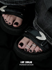 1ST XULIE "Silver Angel" Adjustable Stardust Toe Ring in 925 Sterling Silver - Side View