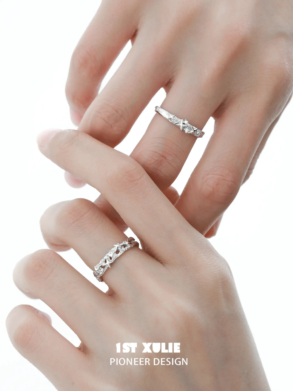 1ST XULIE "Silver Angel" Adjustable Statement Broken Cross Ring in 925 Sterling Silver - Product View