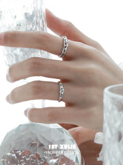 1ST XULIE "Silver Angel" Adjustable Statement Broken Cross Ring in 925 Sterling Silver - Side View on Model