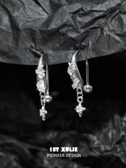 1ST XULIE "Silver Angel" Dainty Zirconia Angel Wing Dangle Earrings in 925 Sterling Silver - Product View
