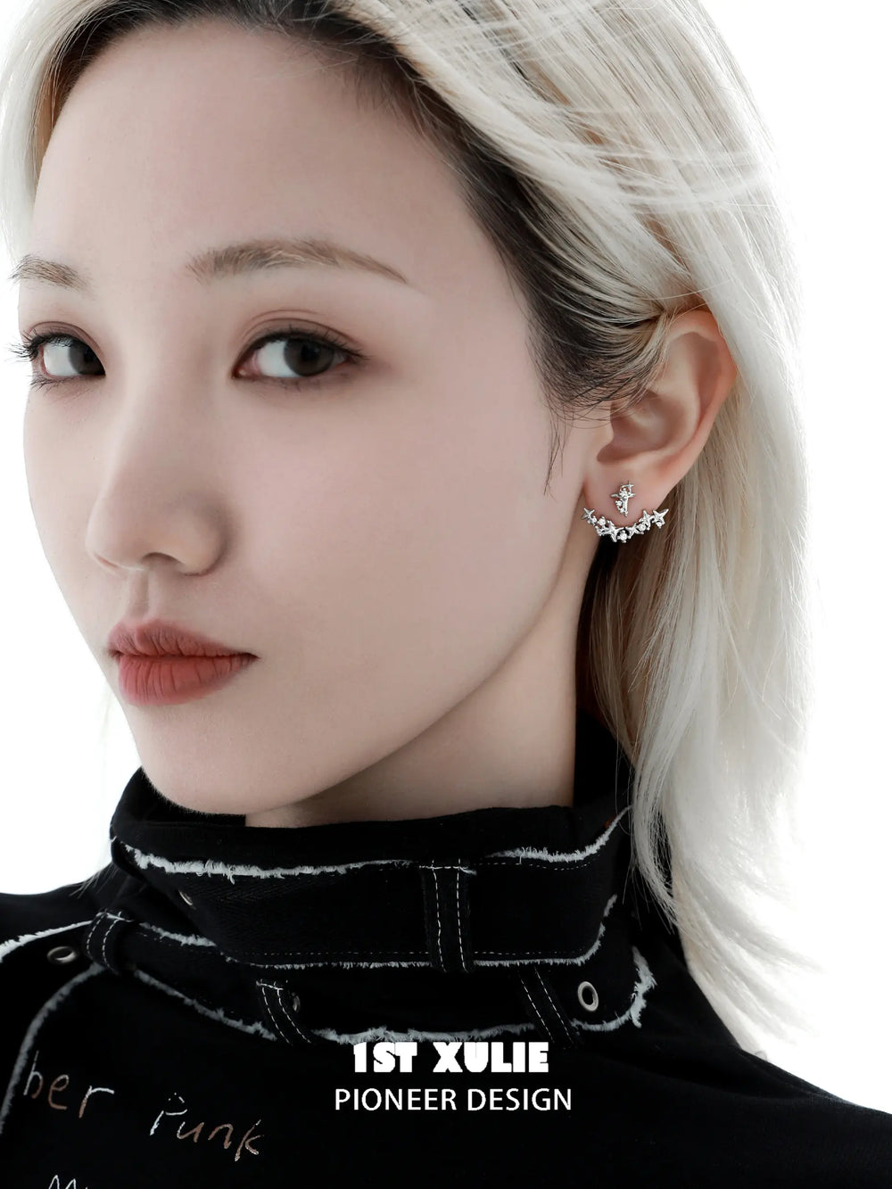 1ST XULIE "Silver Angel" Stardust Angel Wing Statement Drop Earrings in Platinum Plated - Angle View
