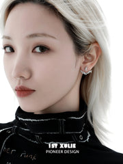 1ST XULIE "Silver Angel" Stardust Angel Wing Statement Drop Earrings in Platinum Plated - Angle View