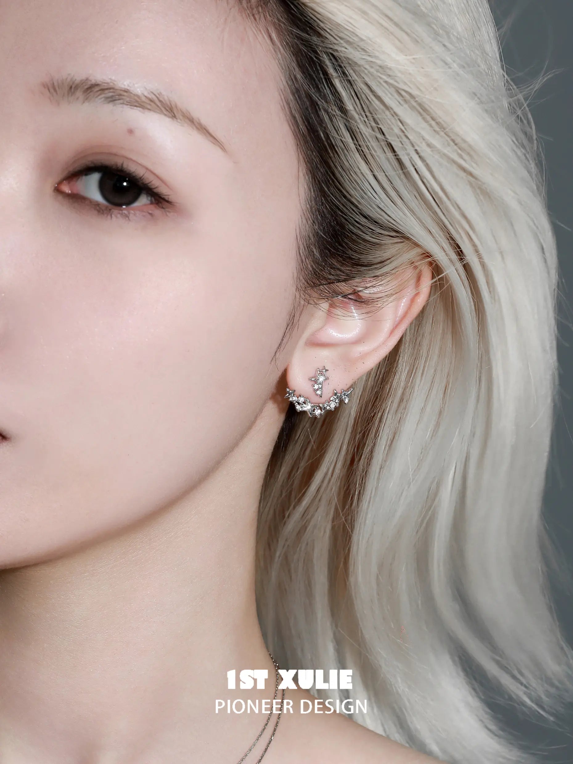 1ST XULIE "Silver Angel" Stardust Angel Wing Statement Drop Earrings in Platinum Plated - Detail Shot 1ST XULIE "Silver Angel" Stardust Angel Wing Statement Drop Earrings in Platinum Plated - Detail Shot