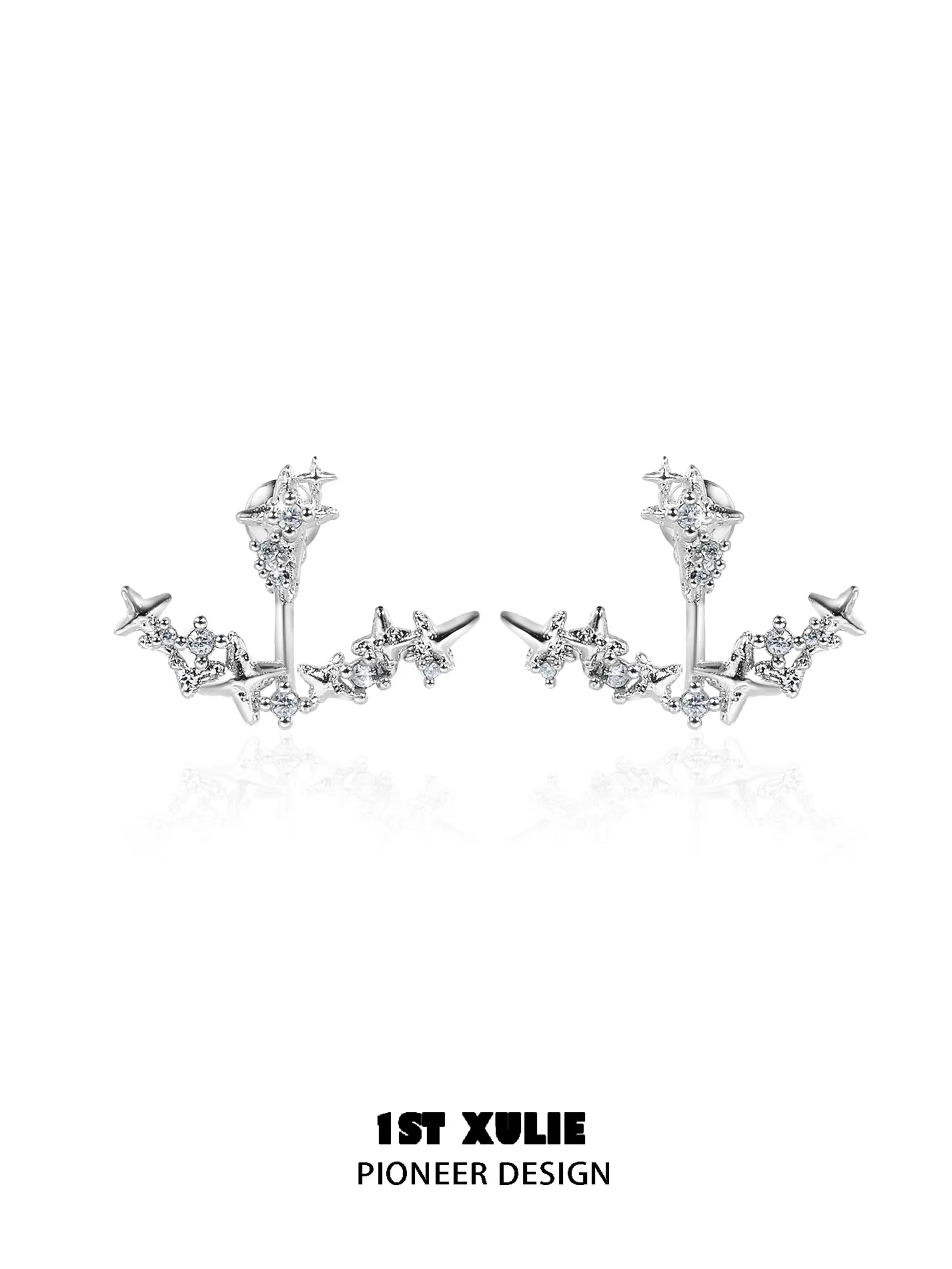 1ST XULIE "Silver Angel" Stardust Angel Wing Statement Drop Earrings in Platinum Plated - Product View 1ST XULIE "Silver Angel" Stardust Angel Wing Statement Drop Earrings in Platinum Plated - Product View
