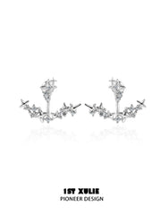 1ST XULIE "Silver Angel" Stardust Angel Wing Statement Drop Earrings in Platinum Plated - Product View