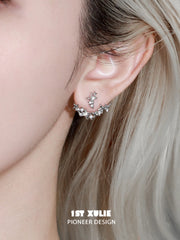 1ST XULIE "Silver Angel" Stardust Angel Wing Statement Drop Earrings in Platinum Plated - Side View
