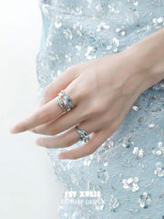 1ST XULIE "The Sea" Aquamarine Goldfish Ring in 925 Sterling Silver - Detail Shot