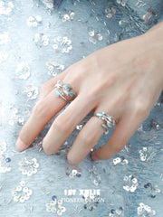 1ST XULIE "The Sea" Aquamarine Goldfish Ring in 925 Sterling Silver - On Model