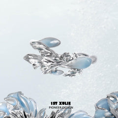 1ST XULIE "The Sea" Aquamarine Goldfish Ring in 925 Sterling Silver - Side View