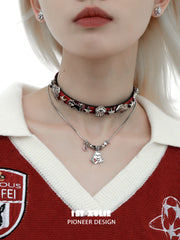1ST XULIE "Graffiti Puppy" Platinum Plated Artistic Graffiti Puppy Choker, Pendant Necklace in Platinum Plated Brass - Detail Shot