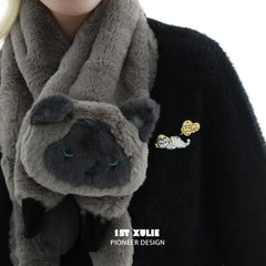 1ST XULIE "Graffiti Kitten" Artistic Lazy Kitten Brooch Set in Platinum Plated - Lifestyle Shot