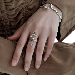 1ST XULIE "Loong" Ascending Dragon Ring in 925 Sterling Silver - Lifestyle Shot