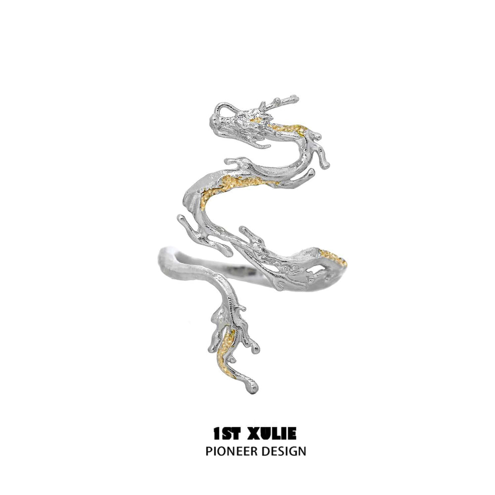 1ST XULIE "Loong" Ascending Dragon Ring in 925 Sterling Silver - Product View