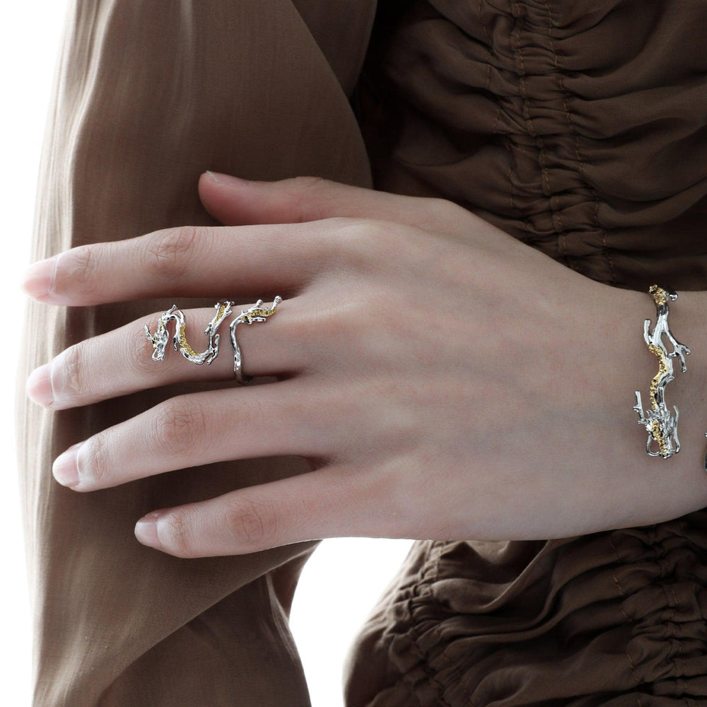 1ST XULIE "Loong" Ascending Dragon Ring in 925 Sterling Silver - Side View