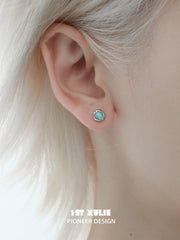 1ST XULIE "Whiterfly" Asymmetrical Butterfly Wing Stud Earrings in Platinum & 24K Gold - On Model Close-Up