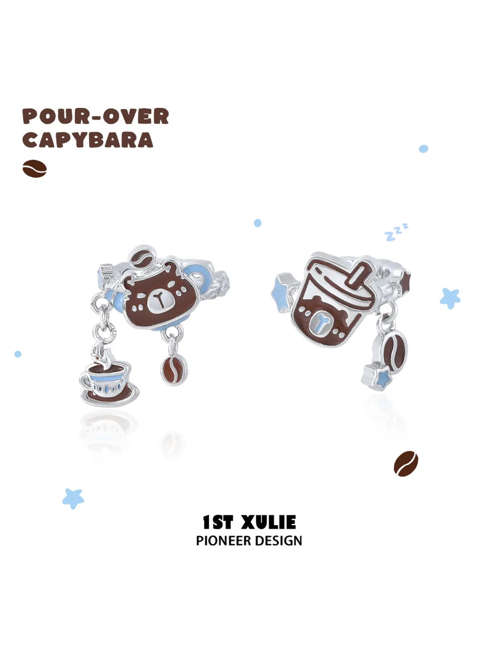 1ST XULIE Jewelry "POUR-OVER CAPYBARA" Asymmetrical Ear Cuffs in Brass - Packaging View